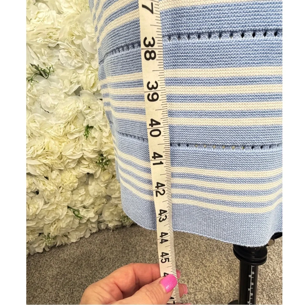 🌸 Light Blue & White Striped Knit Midi Dress | Size L 🌸 - Picture 6 of 11
